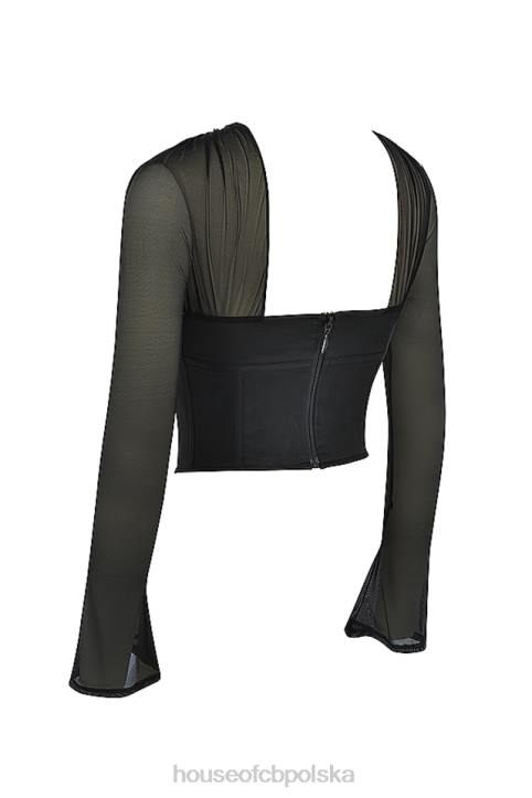 House of CB gorset strukturalny Mina czarny modny styl elegancki 4PND72