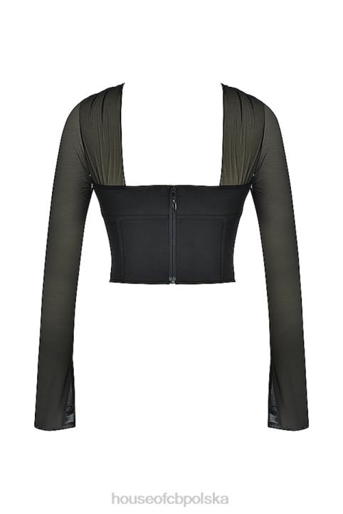 House of CB gorset strukturalny Mina czarny modny styl elegancki 4PND72