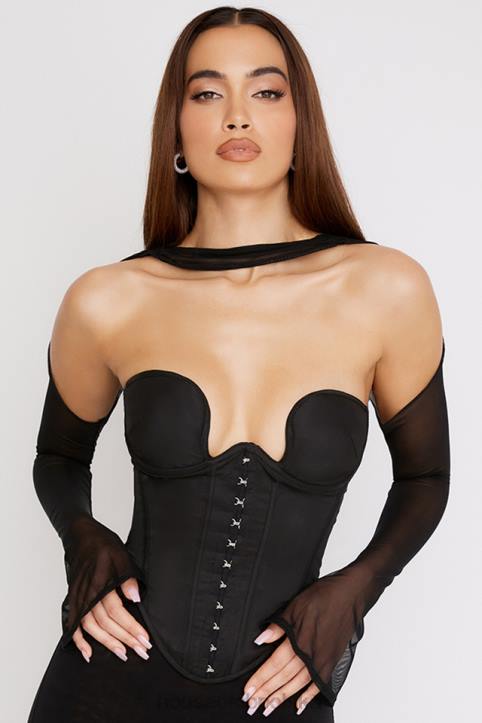 House of CB gorset strukturalny Mina czarny modny styl elegancki 4PND72