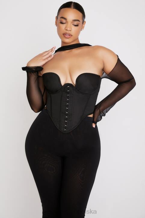 House of CB gorset strukturalny Mina czarny modny styl elegancki 4PND72