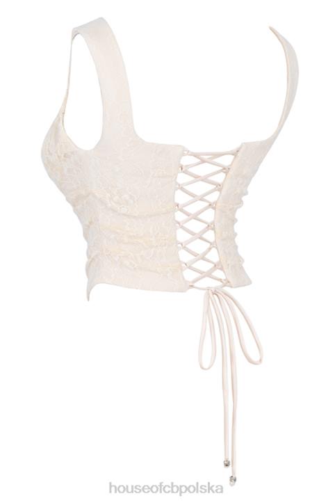 House of CB kremowy gorset koronkowy vintage stylowy elegancki