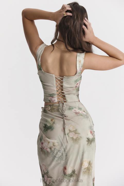 House of CB kwiatowy gorset vintage w stylu romantycznym różowy