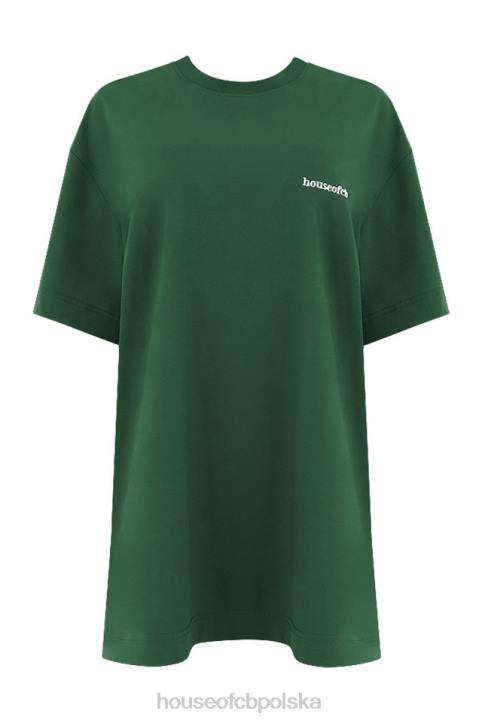 House of CB Zielony Oversize T-shirt Quinn z Bawełny Modny Styl