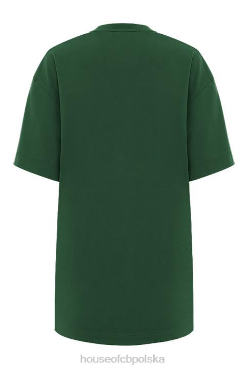 House of CB Zielony Oversize T-shirt Quinn z Bawełny Modny Styl
