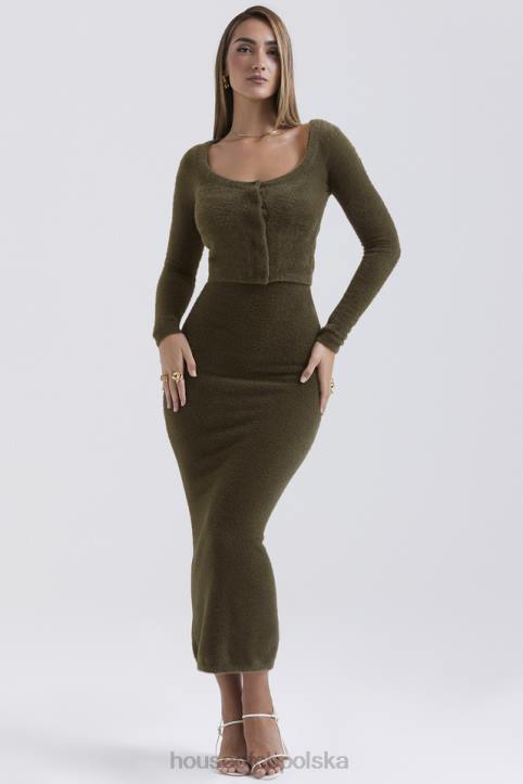 House of CB Miękki Puszysty Kardigan Gen Khaki Stylowy Komfort