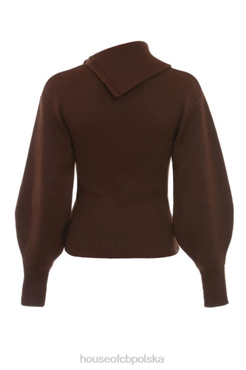 House of CB Sweter Adelita Kaszmirowy Czekoladowy Styl Elegancja