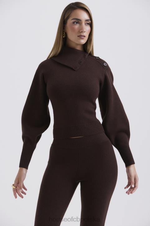 House of CB Sweter Adelita Kaszmirowy Czekoladowy Styl Elegancja