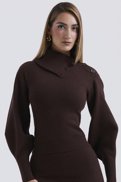 House of CB Sweter Adelita Kaszmirowy Czekoladowy Styl Elegancja