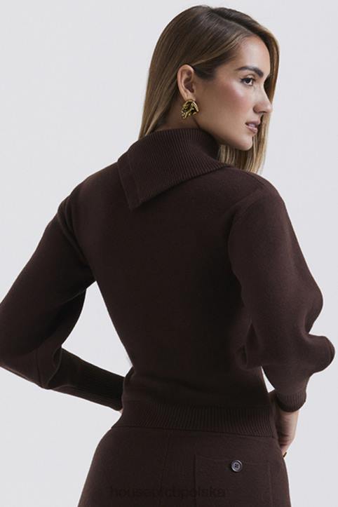 House of CB Sweter Adelita Kaszmirowy Czekoladowy Styl Elegancja