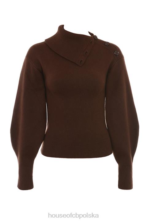 House of CB Sweter Adelita Kaszmirowy Czekoladowy Styl Elegancja