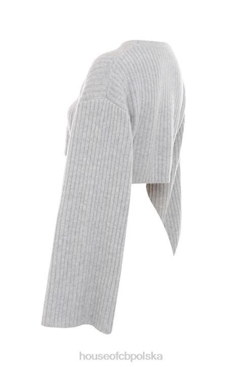 House of CB Szary Prążkowany Oversize Sweter Shana Modny Styl