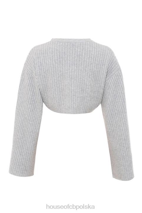 House of CB Szary Prążkowany Oversize Sweter Shana Modny Styl