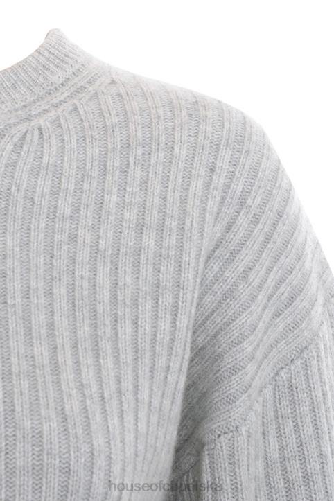 House of CB Szary Prążkowany Oversize Sweter Shana Modny Styl