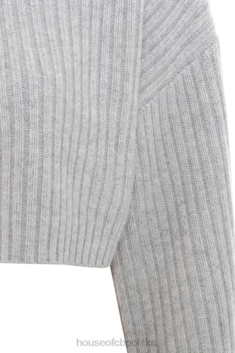 House of CB Szary Prążkowany Oversize Sweter Shana Modny Styl