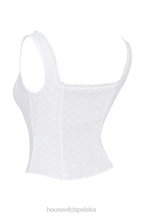 House of CB Biały haftowany top Juana elegancki styl 4PND676