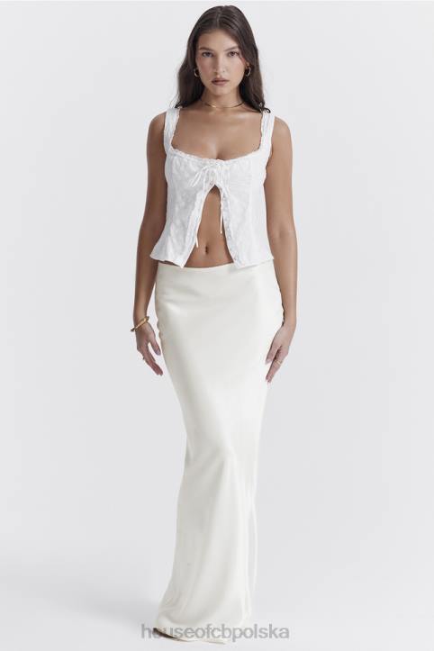 House of CB Biały haftowany top Juana elegancki styl 4PND676