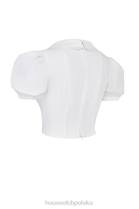 House of CB Biały top z zakładkami elegancki styl na każdą okazję