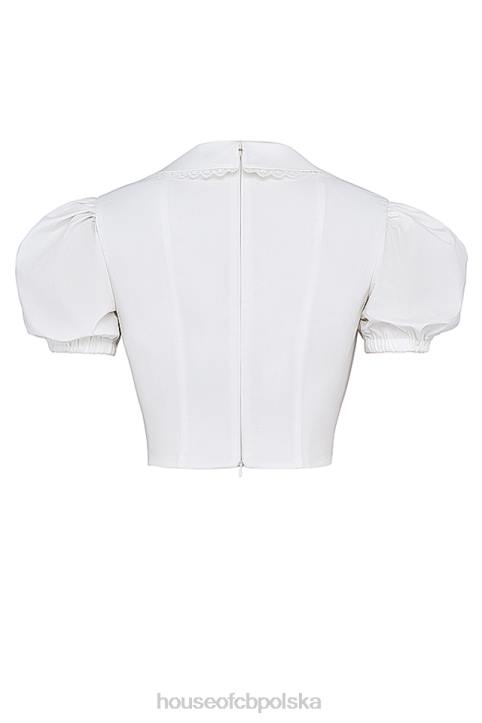 House of CB Biały top z zakładkami elegancki styl na każdą okazję
