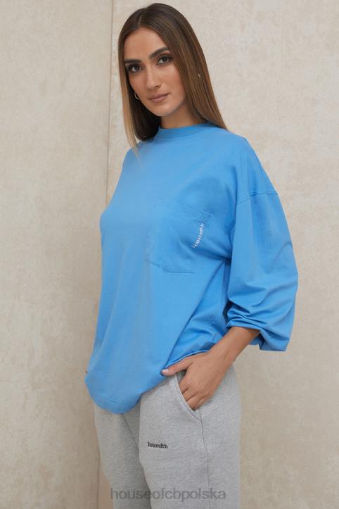House of CB Niebieska Bluzka z Długim Rękawem Modna Odzież 4PND785