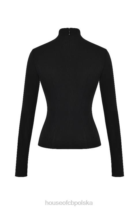 House of CB Czarny koronkowy top Lori z kryształkami modna odzież dla kobiet