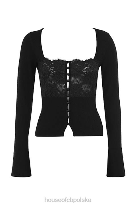 House of CB Czarny koronkowy top Candice elegancki styl