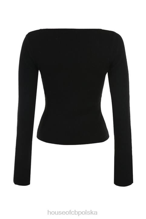 House of CB Czarny koronkowy top Candice elegancki styl