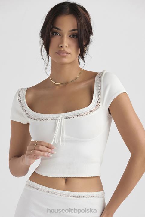 House of CB Dzianinowy Top Nola w Kolorze Kości Słoniowej Modny Stylowy