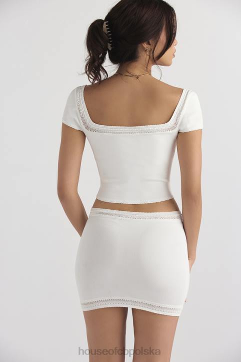 House of CB Dzianinowy Top Nola w Kolorze Kości Słoniowej Modny Stylowy