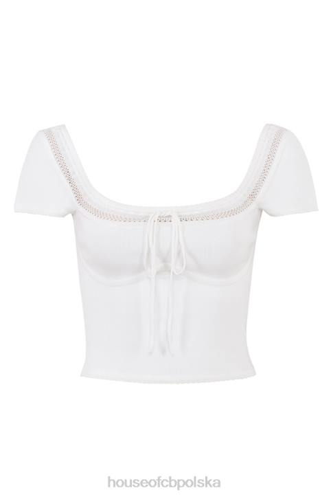 House of CB Dzianinowy Top Nola w Kolorze Kości Słoniowej Modny Stylowy