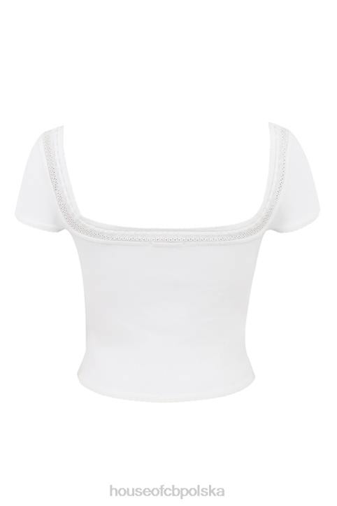 House of CB Dzianinowy Top Nola w Kolorze Kości Słoniowej Modny Stylowy