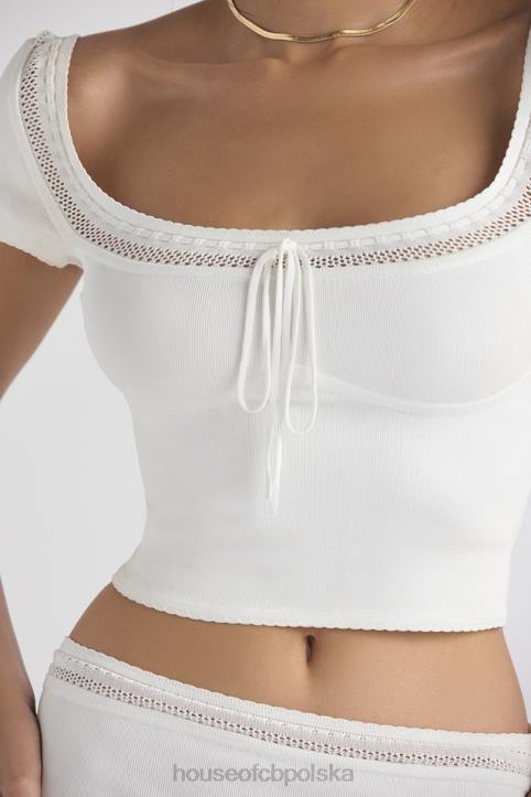 House of CB Dzianinowy Top Nola w Kolorze Kości Słoniowej Modny Stylowy