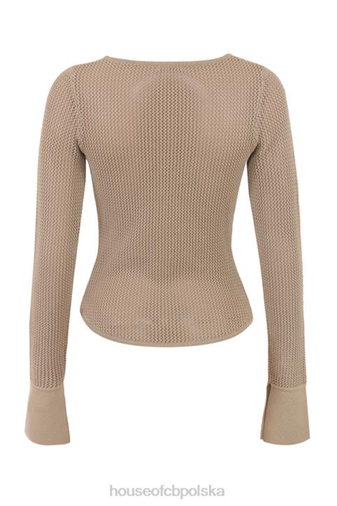 House of CB Taupe Długi Rękaw Top Savannah Modna Odzież