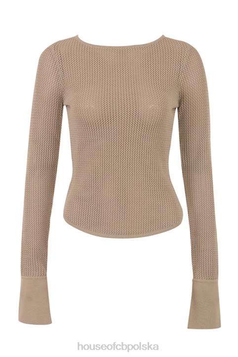 House of CB Taupe Długi Rękaw Top Savannah Modna Odzież