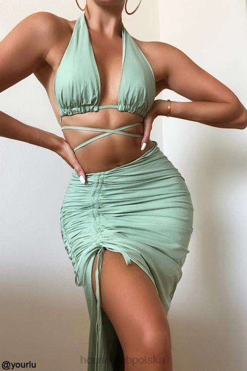 House of CB Gorsetowy top szałwiowy z dekoltem calypso modna odzież damska