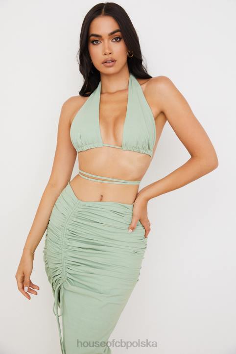 House of CB Gorsetowy top szałwiowy z dekoltem calypso modna odzież damska