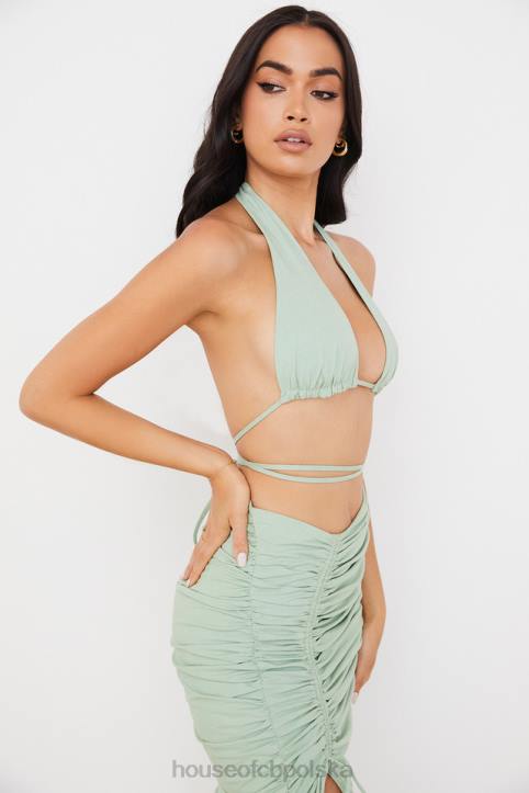 House of CB Gorsetowy top szałwiowy z dekoltem calypso modna odzież damska