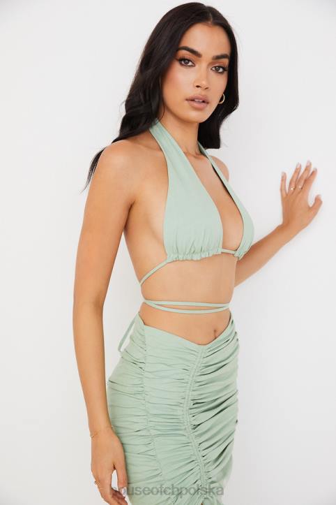 House of CB Gorsetowy top szałwiowy z dekoltem calypso modna odzież damska