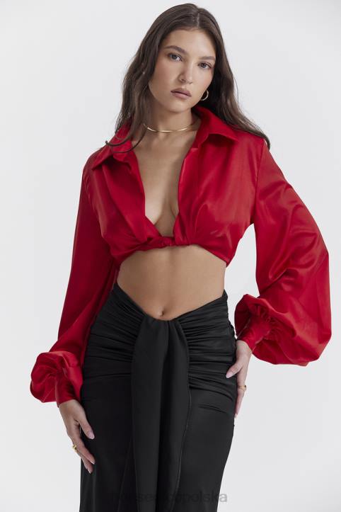 House of CB Bluzka Laraine Jedwabna Wiśniowa Elegancka Modna