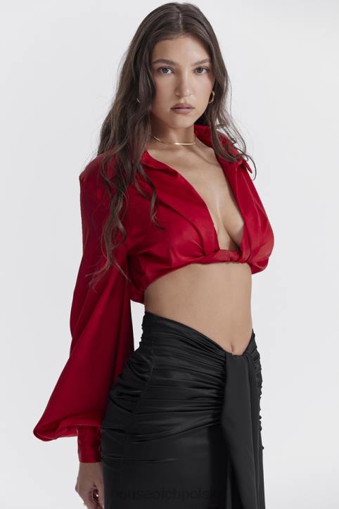 House of CB Bluzka Laraine Jedwabna Wiśniowa Elegancka Modna