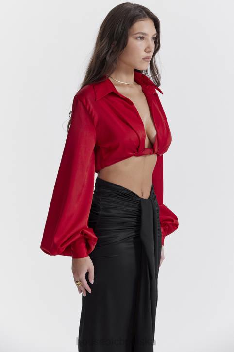 House of CB Bluzka Laraine Jedwabna Wiśniowa Elegancka Modna