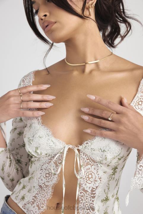 House of CB Koronkowy top Clarissa w ogrodzie różowy stylowy elegancki модny