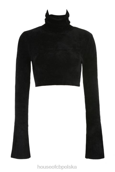House of CB Krótki top czarny szenil suri stylowy i modny