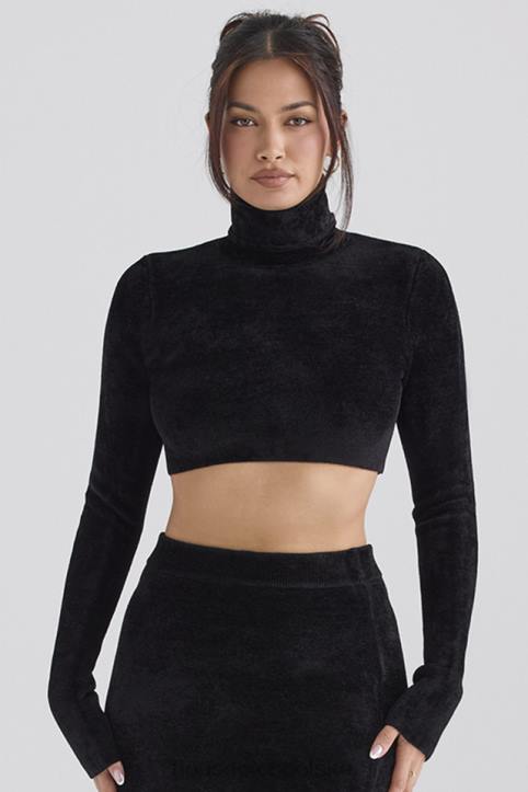 House of CB Krótki top czarny szenil suri stylowy i modny
