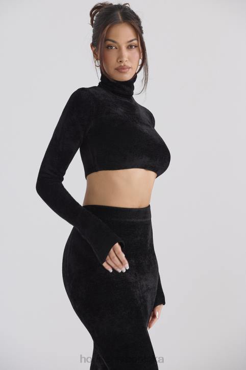 House of CB Krótki top czarny szenil suri stylowy i modny