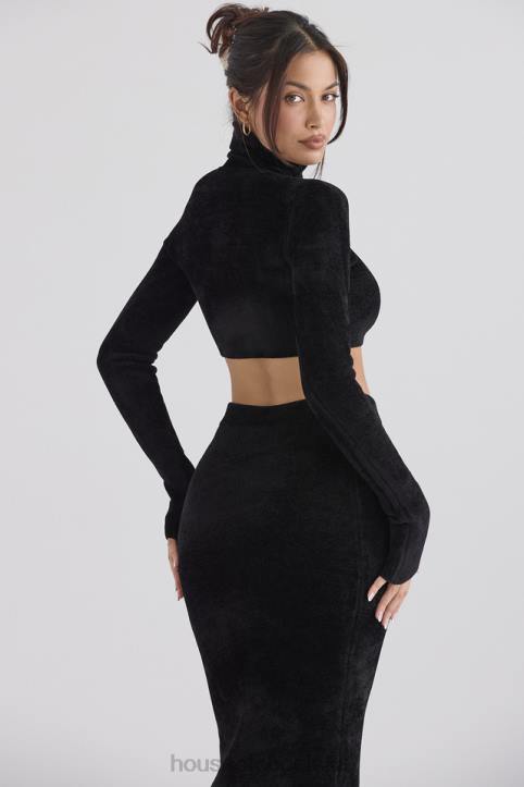 House of CB Krótki top czarny szenil suri stylowy i modny
