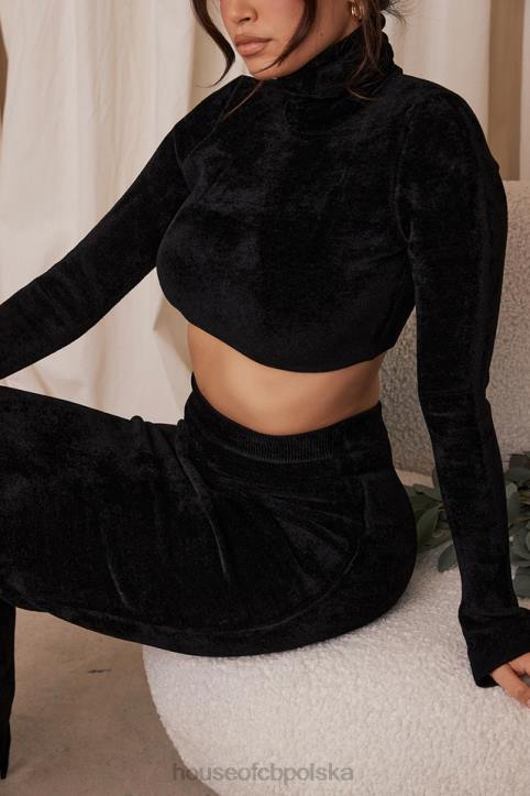 House of CB Krótki top czarny szenil suri stylowy i modny