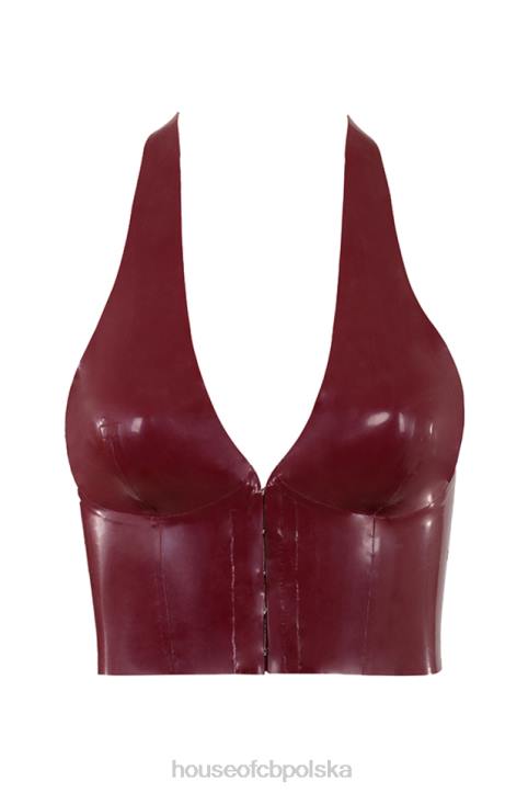 House of CB Lateksowy top Ariadne Merlot stylowy wiązany na szyi