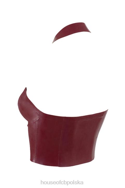 House of CB Lateksowy top Ariadne Merlot stylowy wiązany na szyi