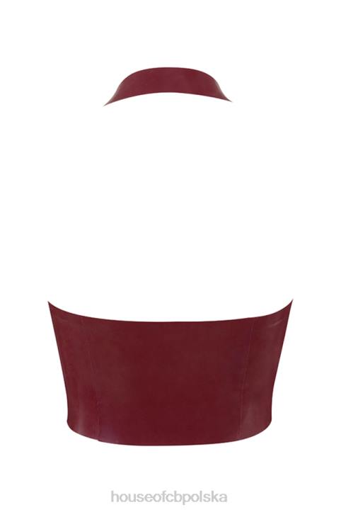 House of CB Lateksowy top Ariadne Merlot stylowy wiązany na szyi