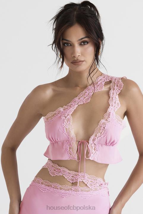 House of CB Lorena różowy krótki top zwiewny na każdą okazję